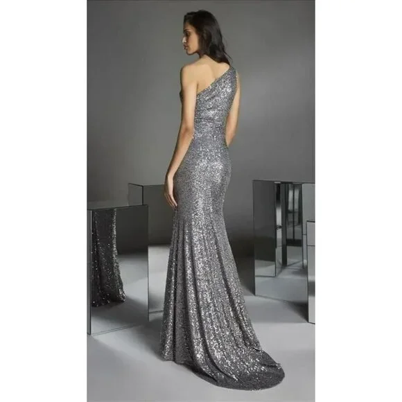 Pronovias The Party Edit Glamour Dress Silver Long Gown Prom‎ 8 Formal Designer